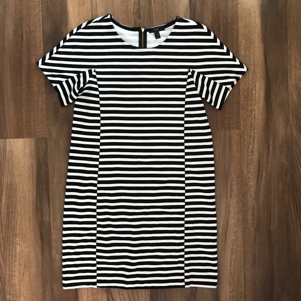 J. Crew black white striped dress XS fits a small